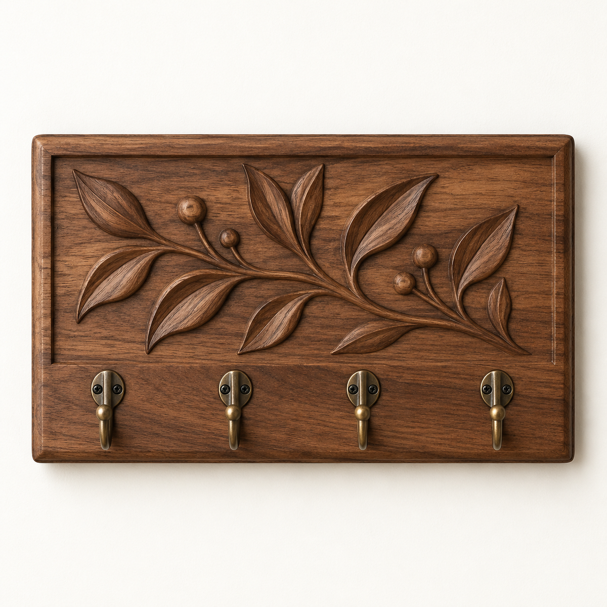 Carved Wood Entryway Key Holder — concept image