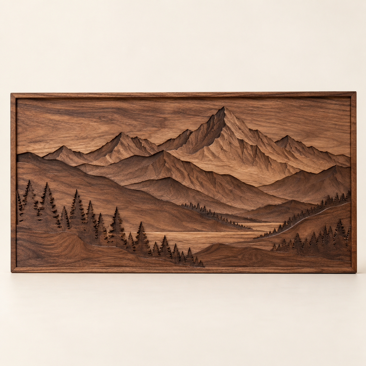 Mountain Ridge Carved Wood Wall Panel — concept image