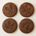 Woodland Carved Wood Coaster Set of 4 — concept image